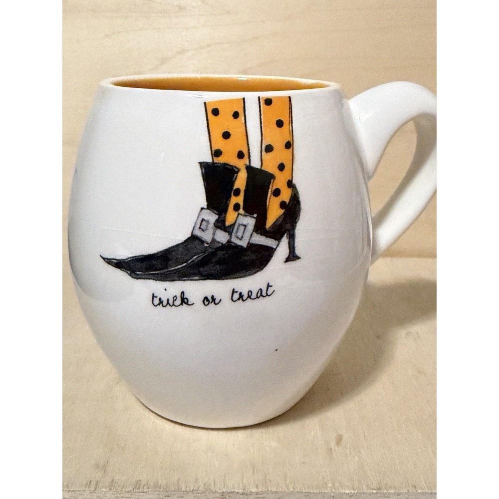 Rae Dunn by Magenta Trick or Treat Dog Witch Mug Artisan Yellow Coffee Tea
